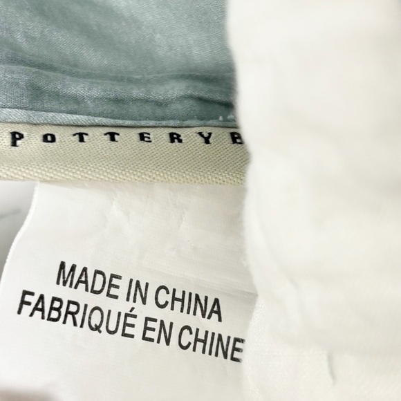 POTTERY BARN One Blue Silk Cotton Blend Hand-Stitched Pillow Sham King 20” X 36” - Picture 9 of 10